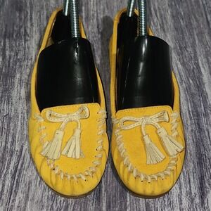 Hush Puppies Women's Yellow‎ Suede Leather Moccasins Loafers Casual Shoes